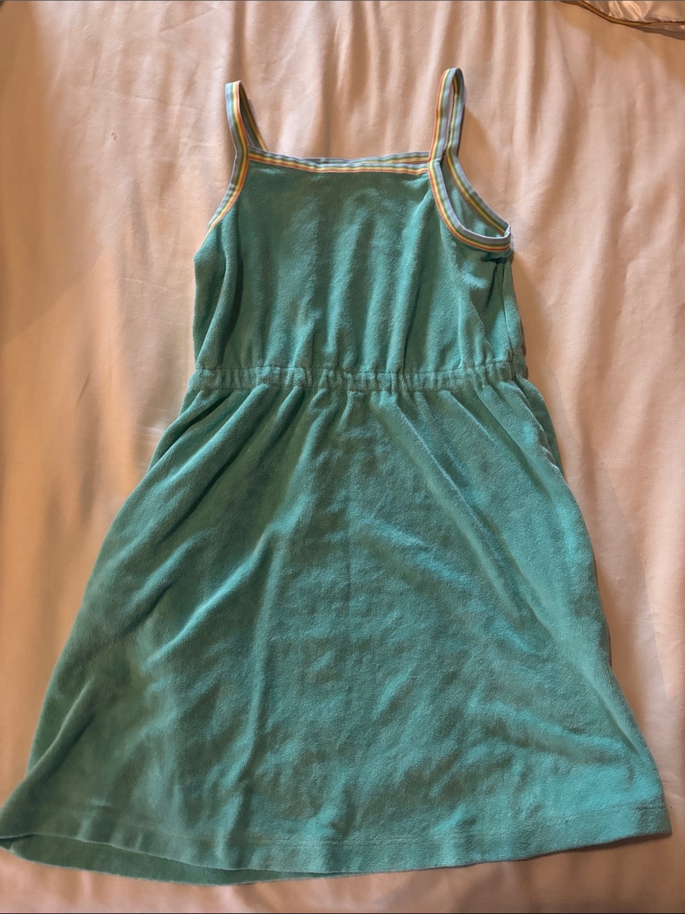 Hanna Andersson Mint Green Tank Dress with Striped Trim